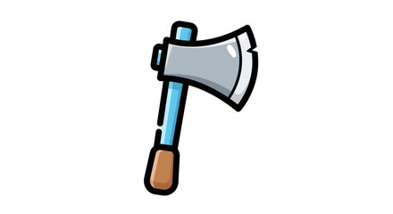 Cartoonish Axe Illustration Featuring a Light Blue Handle and a Gray Blade Design
