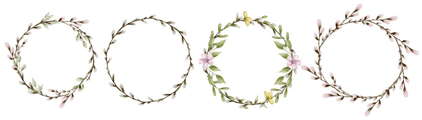 Watercolor floral wreath collection for Easter design