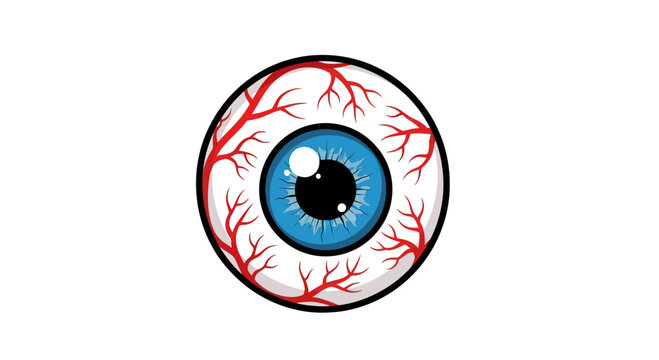 Cartoonish depiction of a blue eyeball with prominent red veins for diverse applications
