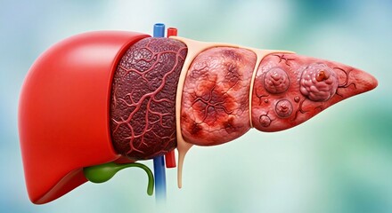 Stylized Liver Disease Progression Healthy Red to Scarred Textures