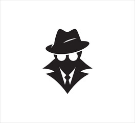 Simple Anonymous Detective Silhouette Logo Design