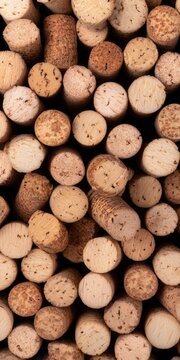 Close up of many wine corks creating pattern