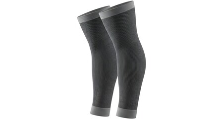 Ribbed charcoal gray compression leg sleeves for athletic performance support.