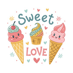 Ice cream logo clipart set. Colorful cone ice cream icon clip art in pictogram style vector illustration color pastel sweet dessert collection.	