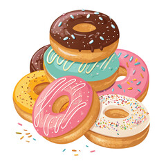 Seamless Donut Pattern &ndash; Cute Dessert Illustrations for Bakery, Caf&eacute;, and Party Designs	