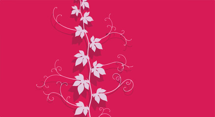Pink background with stylized vine graphic