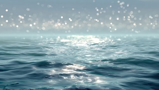 Calm ocean with shimmering light