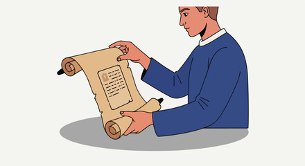 Person examines a scroll
