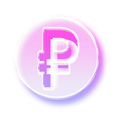 Obraz premium 3D Glassmorphism Russian Ruble Icon, Neon RUB Currency Symbol