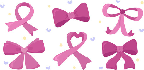 Pink Ribbon and Bow Vector Illustration