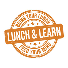 Lunch and learn event stamp with motivational slogan