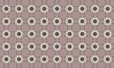 Seamless star pattern design for textile and background with geometric shapes in brown and beige colors