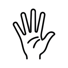 Simple line drawing of an open hand with fingers spread