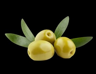 green olives with leaves