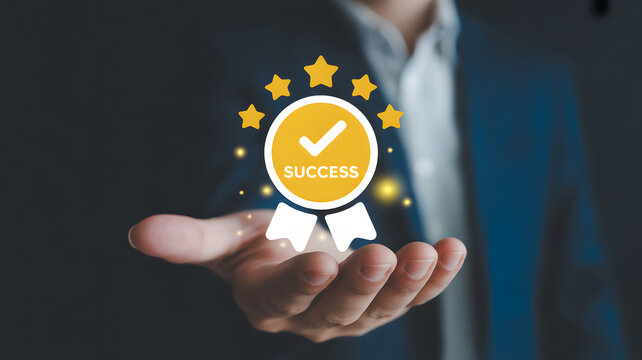 Achieve business success with this professional badge of honor, celebrate milestones and accomplishments with this powerful symbol of achievement