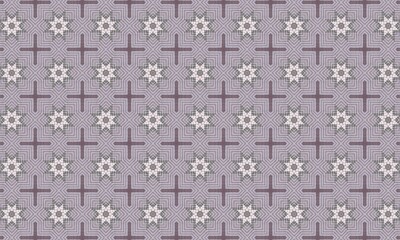 Seamless geometric pattern design with crosses and stars for textile and wallpaper decor use