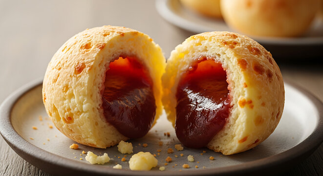 Cheese bread filled with guava paste