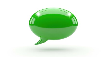 Glossy green speech bubble icon on white background
