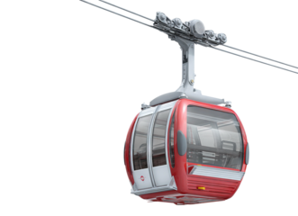 Red Alpine Cable Car Cabin Isolated on White