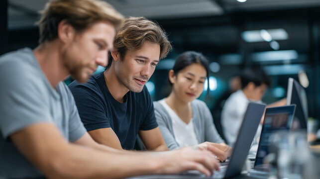 Programmers collaborating in a conference room, tech innovation in team synergy, coding culture in group projects, software solutions in software design, tech meetings , World Codi