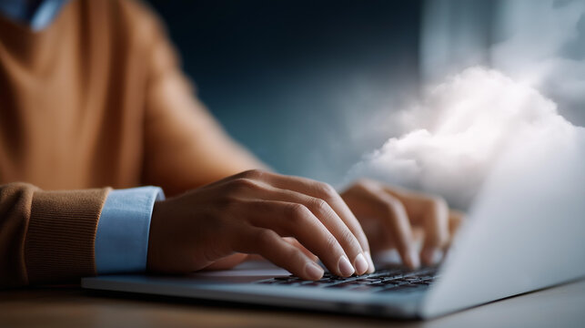 Engineer coding on a laptop with cloud tech, tech innovation in cloud computing, coding culture in data processing, software solutions in cloud design, engineering tech , World Cod