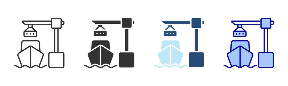 Port Icon Set. Designed In Multi Style