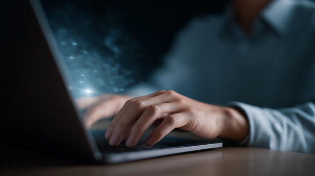 Person using a laptop with AI support, tech innovation in virtual assistance, coding culture in prompt engineering, software solutions in AI tech, future work , World Coding Day