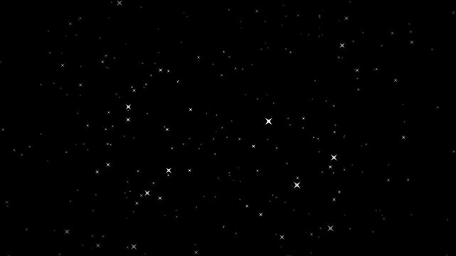 きらめく光が落ちるアニメーション。黒い背景。クリスマスやお祝いに最適。