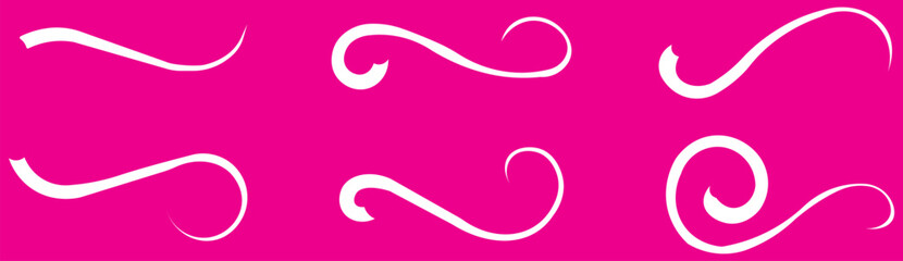 Swoosh and swash tails line and flat collection. Swooshes text tail for baseball design.. Sport logo typography elements. Vector illustration.