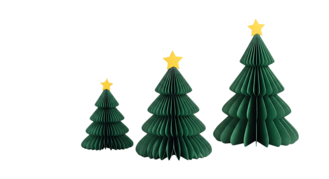 Set of Christmas trees with holiday decorations and ornaments