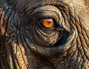 Fototapeta premium Close-up of an Elephant's Eye Showing Detail and Warmth of the Animal's Expression