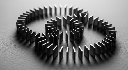 Interlocking rings of dominoes: conceptualizing partnership, connection, and system integrity
A striking, low-key, black and white photograph featuring two perfectly formed, interlocking circular