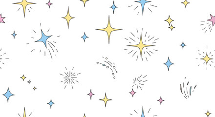 Obraz premium Delicate pastel stars scattering across a pristine white canvas creating dreamy effect