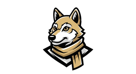 Stylized Wolf Head with Scarf Logo Design Illustration.