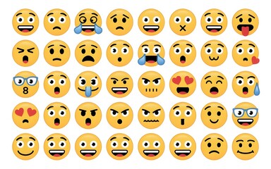 Large collection of diverse emoji faces showing a variety of emotions