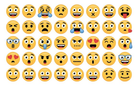 Large collection of diverse emoji faces showing a variety of emotions