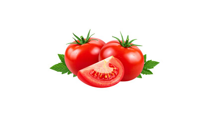 Fresh ripe red tomatoes isolated on white background