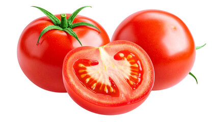 Fresh ripe red tomatoes isolated on white background