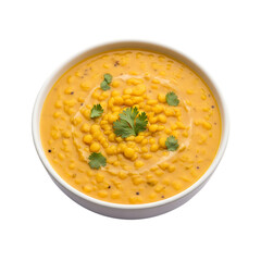Yellow dal curry or lentil soup, healthy indian food, isolated on transparent background