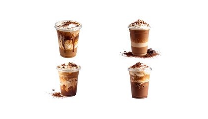 Sweet cola drink with ice in glass, isolated on white background