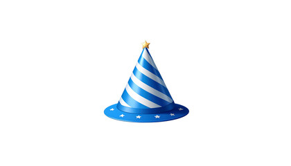 Blue party hat with isolated decoration on white background