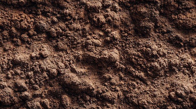 Seamless pattern of rich brown soil texture with fine details