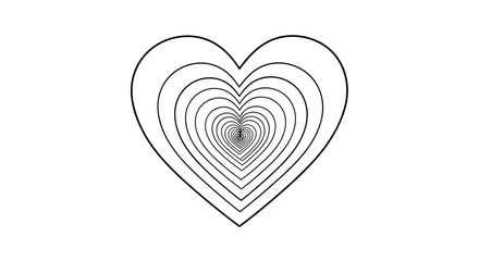 Abstract illustration of a hypnotic tunnel effect created with multiple concentric heart outlines, symbolizing endless or deep love.