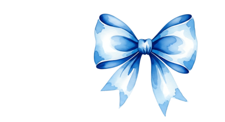 watercolor Blue bow isolated on white background for gift decoration illustration