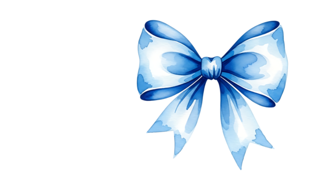 watercolor Blue bow isolated on white background for gift decoration illustration