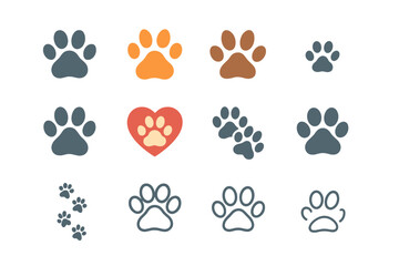 Paw Print Collection Grid Illustration
