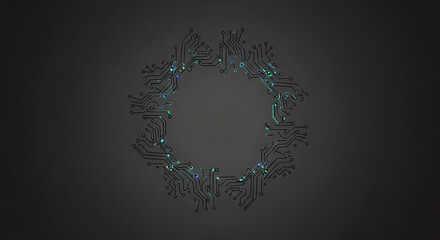 Abstract Circuit Board Design with Glowing Blue and Green Elements