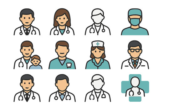 Medical professionals icon set