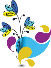 abstract floral background with butterflies, editable file