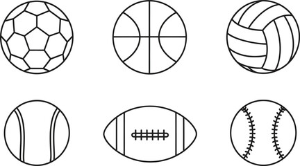 Variety of sport balls vector illustration icons representing diverse games